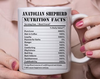 Funny Anatolian Shepherd Gifts Nutritional Facts White Coffee Mug 11oz