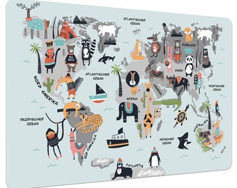 Desk pad children&#39;s world map in boho style | Universe | Space | Size: 60x40cm & 70x50cm | Can be wiped clean with a damp cloth | Made in Germany