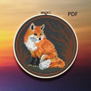 Cross stitch pattern fox, Cross stitch fox PDF