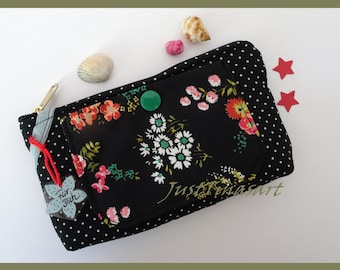 Mini make-up bag with flowers, tatüta, fabric bag with zipper