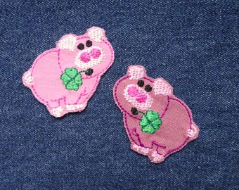 Patch Gllücksschweinchen Mini ab 2 Stück, Applikation Schwein, aufbügelbares Schweinchen, gestickter Aufnäher
