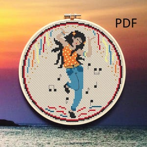 Cross stitch pattern Party dancing girl, Cross stitch Party dance girl PDF