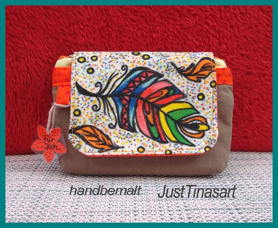 Mini monedero Monederos pintados a mano con pinturas para tela y cosidos Etsy Espana