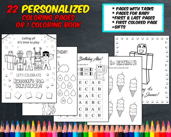 Roblox Coloring Pages Personalized Digital Pdf Not Instant Etsy - printable roblox guest coloring pages