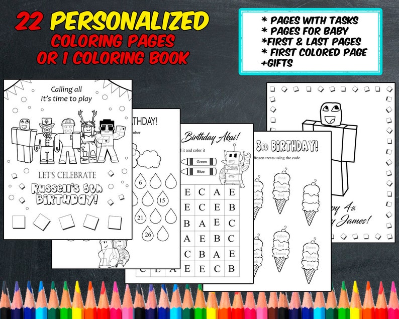 Roblox Coloring Pages Personalized Digital Pdf Not Instant Etsy - image 0