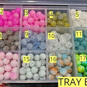 10MM BEADS, Crackled and Splash Bead Colors. 50 count; This is for 1 selection of bead color choice. 1 bead Pack of 50, Multiple colors