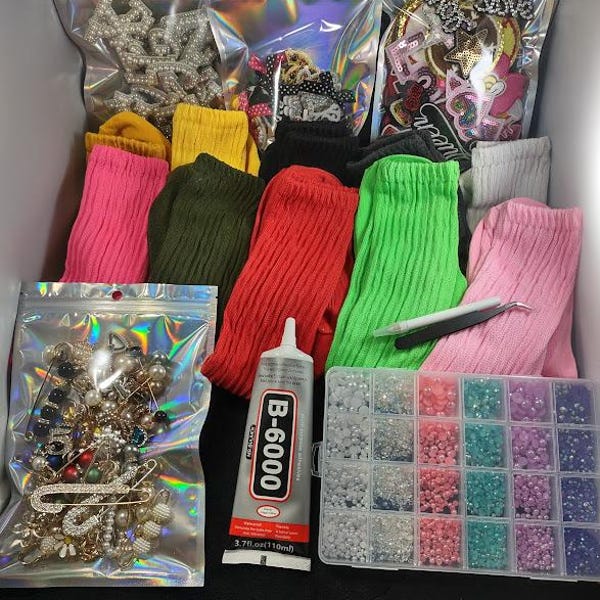 Junk Sock DIY Kit, Everything you Need, Birthday/ Party Crafts, Start your own Business, Bling Socks