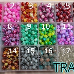 50 count 10MM Glass multi color beads for Jewelry, This is for 1 selection of bead color choice.  1 bead Pack of 50, Multiple colors