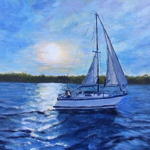 Original Acrylic Painting - Sailing Home,nautical,marine,seascape