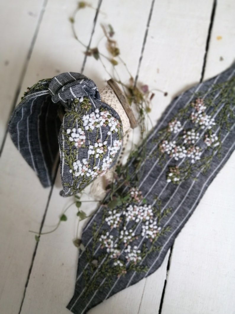 hairband linen viscose Hairbands embroidered in bohostyle