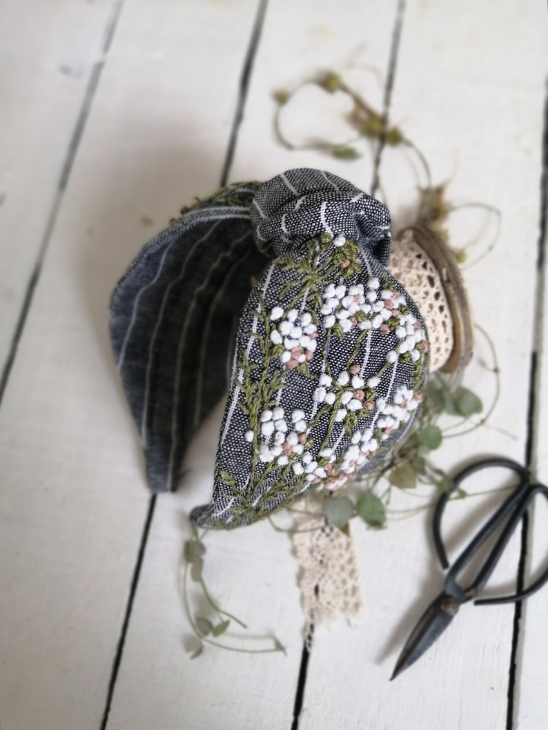 hairband linen viscose Hairbands embroidered in bohostyle
