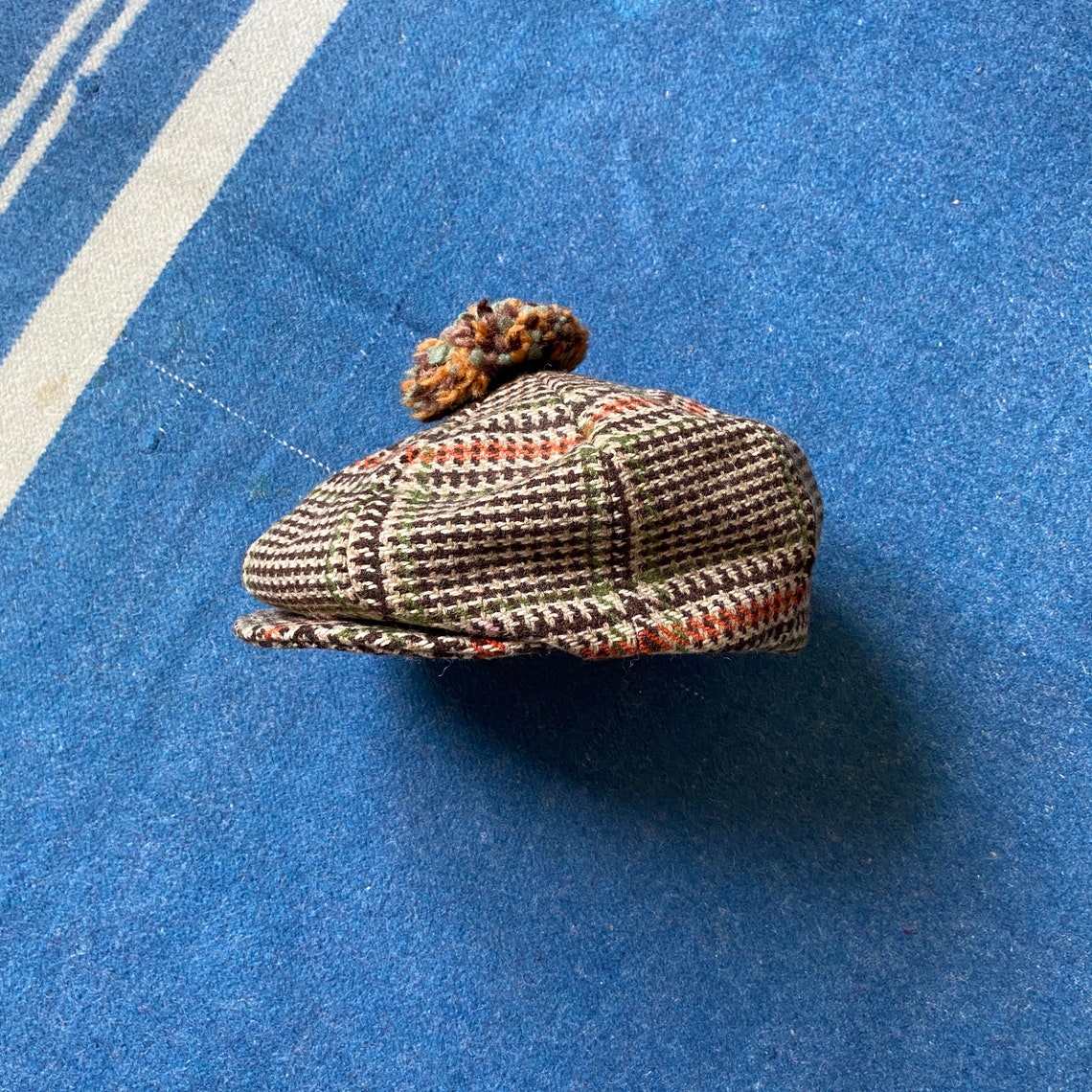 90s vintage newsboy tweed golf cap pom pom hat Etsy