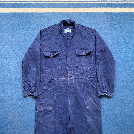 60s vintage distressed blue worn faded mechanic co