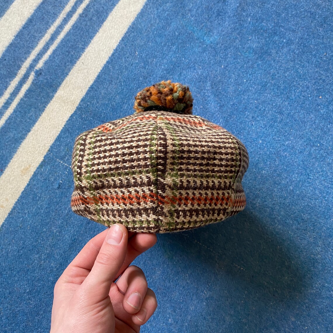 90s vintage newsboy tweed golf cap pom pom hat Etsy