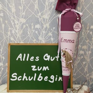 Schultüte Pferd aus Stoff mit Papprohling und Namensbestickung