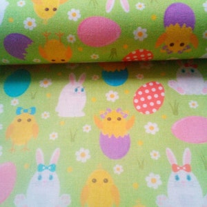 Cotton fabric Easter bunny and chick