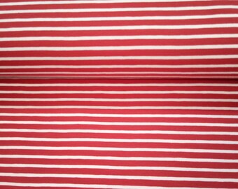 Jersey fabric red/white striped