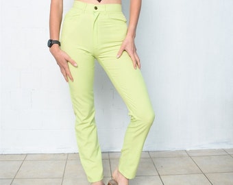 Vintage 80s ORSAY solid lime high waisted denim trousers