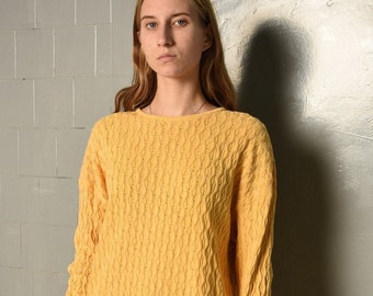 Vintage 80s Mustard yellow cable knit jumper pullover