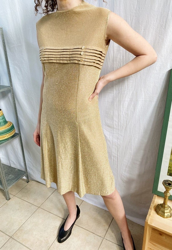 Vintage Luxe 50s Mod Revival shimmer party midi d… - image 3