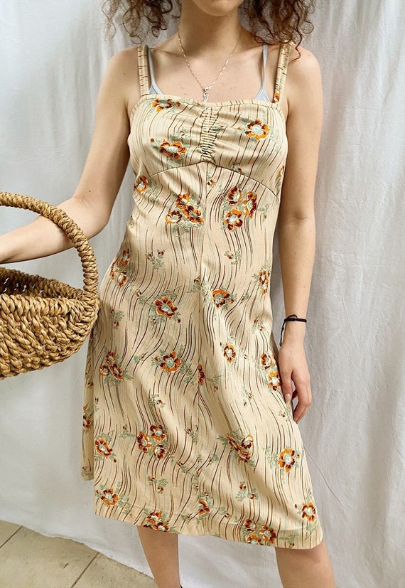 Vintage 70s abstract Mod print floral Parisian sum