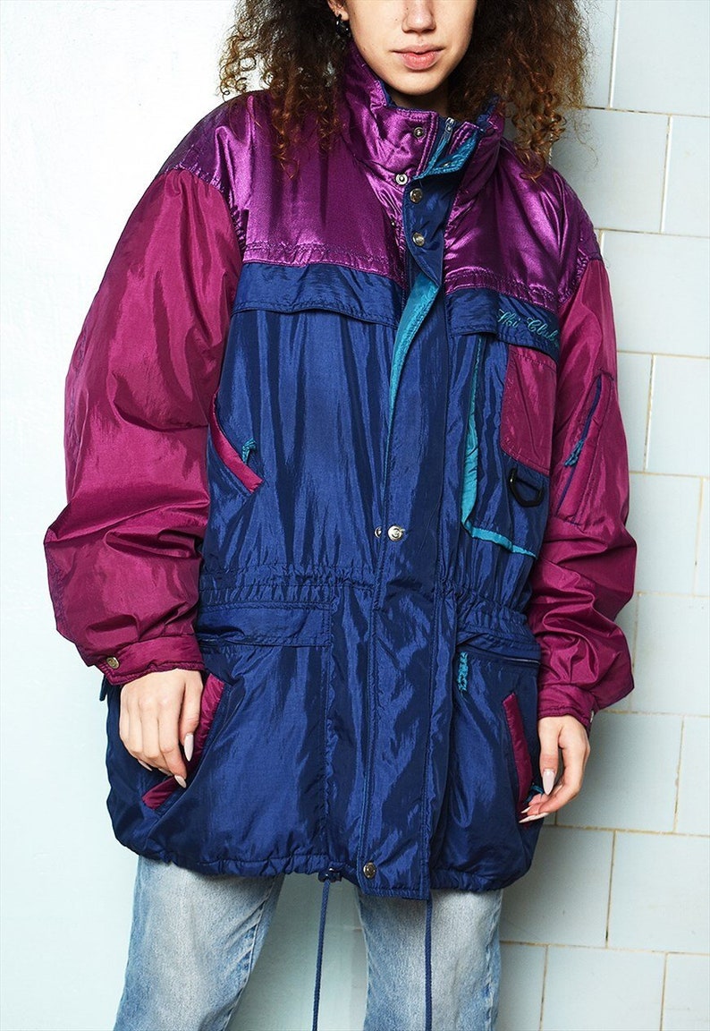 Vintage 80s puffer skiing coat shell parka jacket oversized