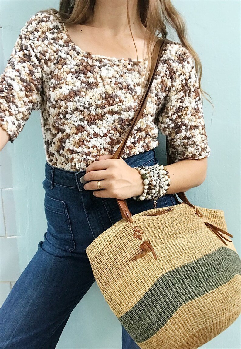 Vintage 90s bobble pom pm knit crop top blouse minimalist