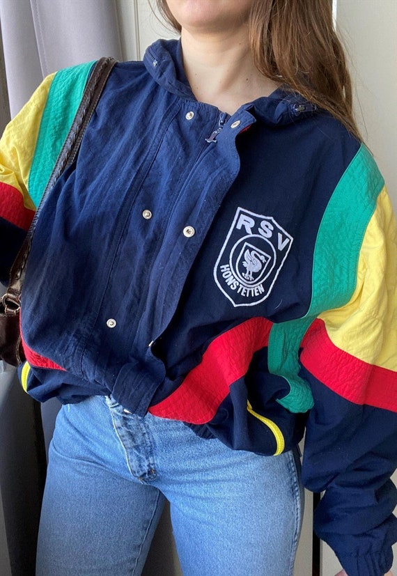 Vintage 80s colorful shell oversized bomber jacket