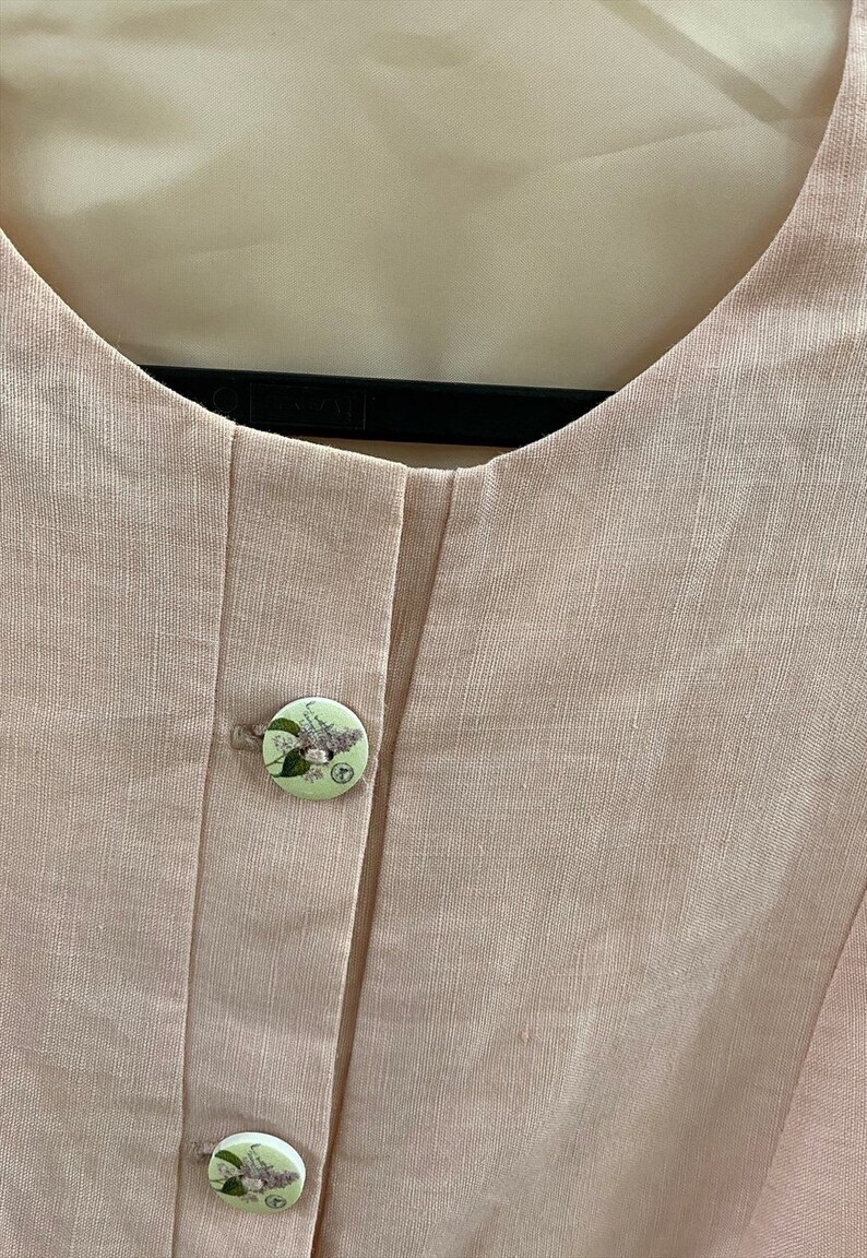 Vintage 90s Linen minimalist pastel pink blouse top blazer