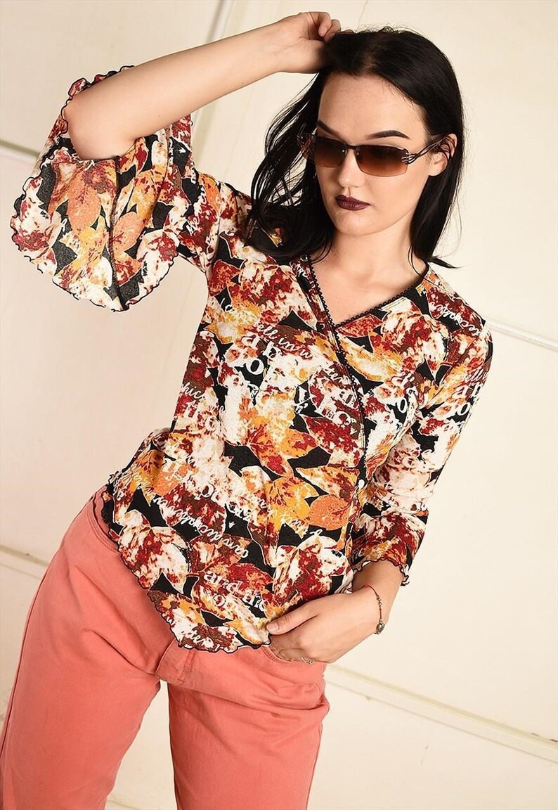 Vintage Y2K mesh Kitsch abstract print party teen top