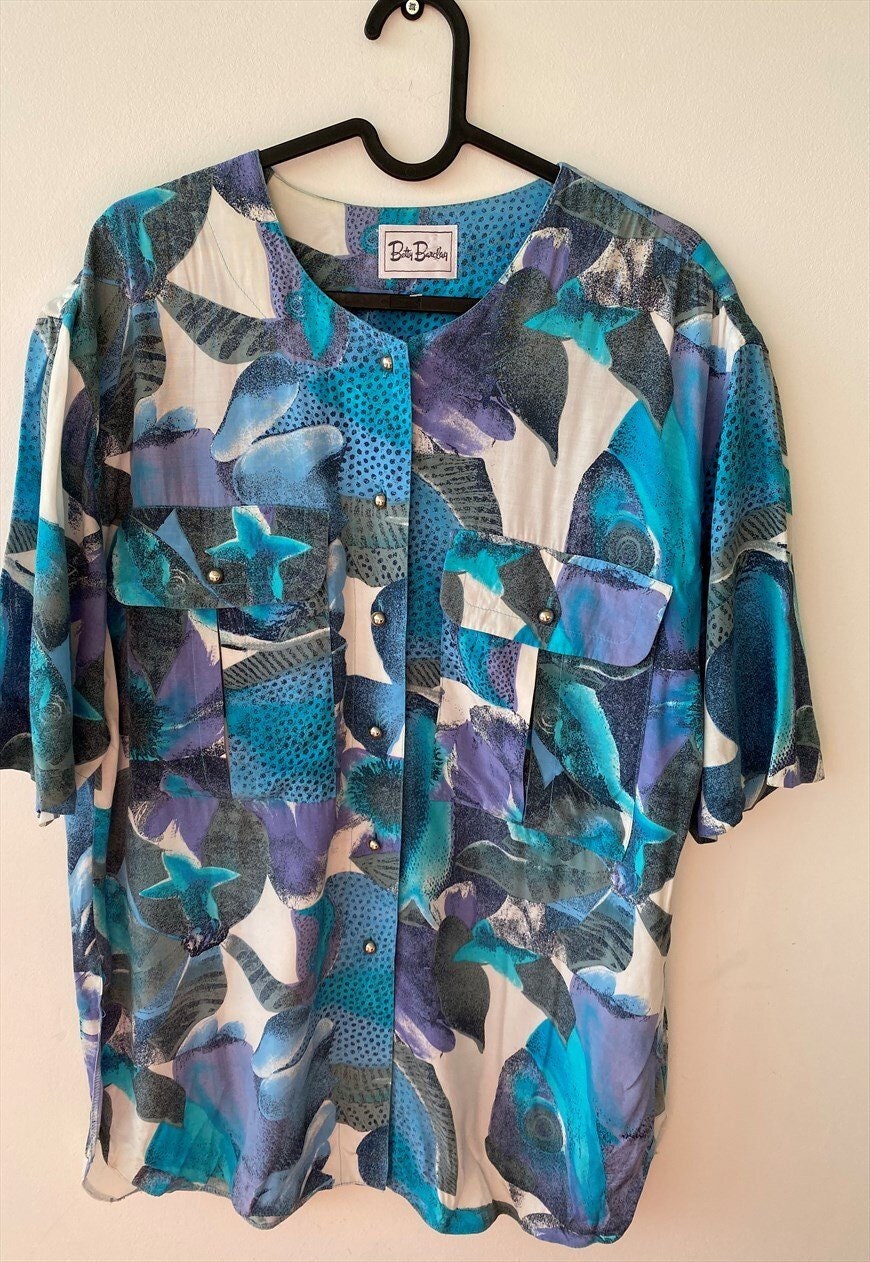 Vintage 80s BETTY BARCLAY Floral Print Boheme Blouse Top | Etsy