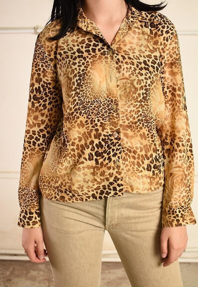 Vintage Y2K Paris chic shirt top with animal print