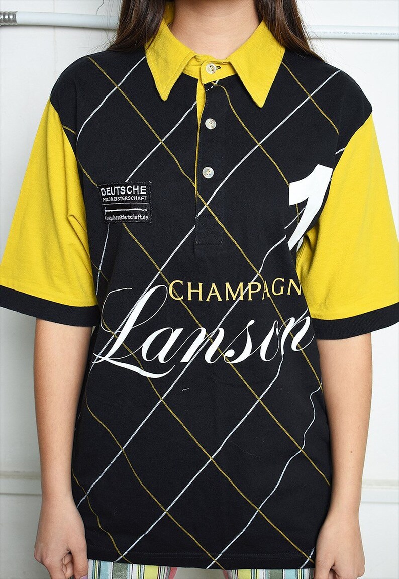 Vintage 90/'s retro logo print sports polo t-shirt tee top