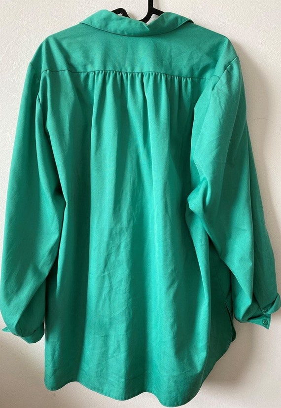 Vintage 70s Mod chic green ruffle jacket swing ov… - image 5