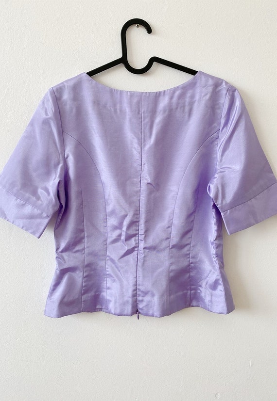 Vintage 90s Lilac Satin Ethnic Boho shimmer top b… - image 5