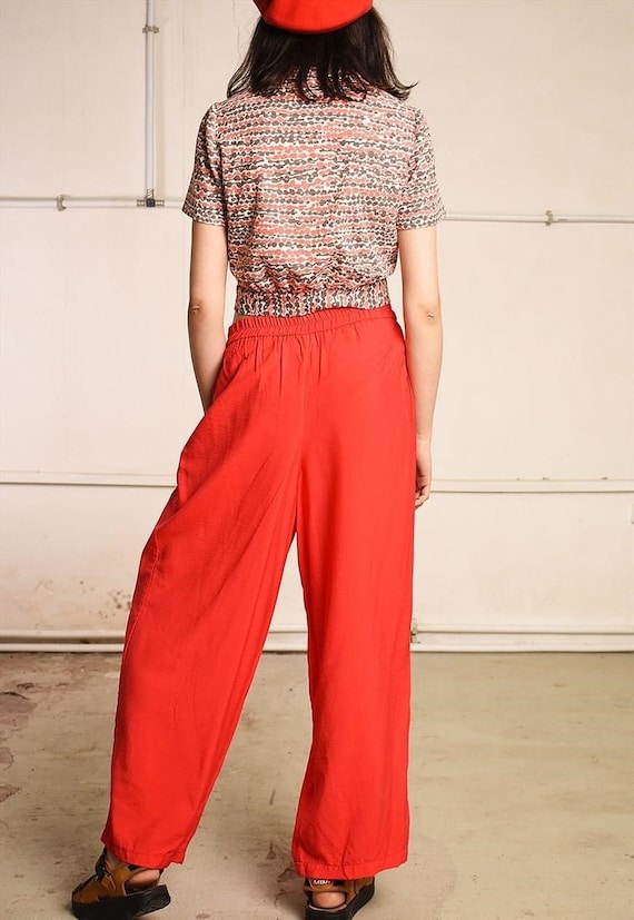 Vintage 80s red draped palazzo trousers pants red… - image 10