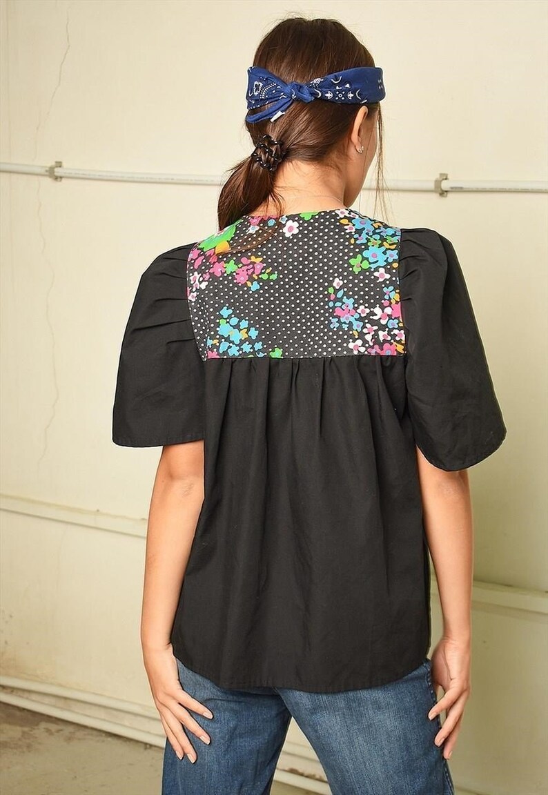 Vintage 60s retro Mod floral print open front top jacket