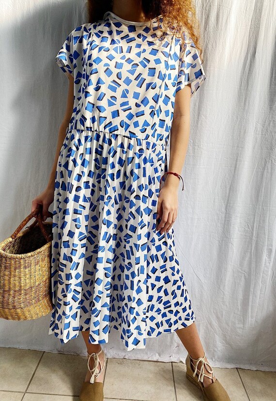 Vintage 70s abstract Mod print Parisian summer dre