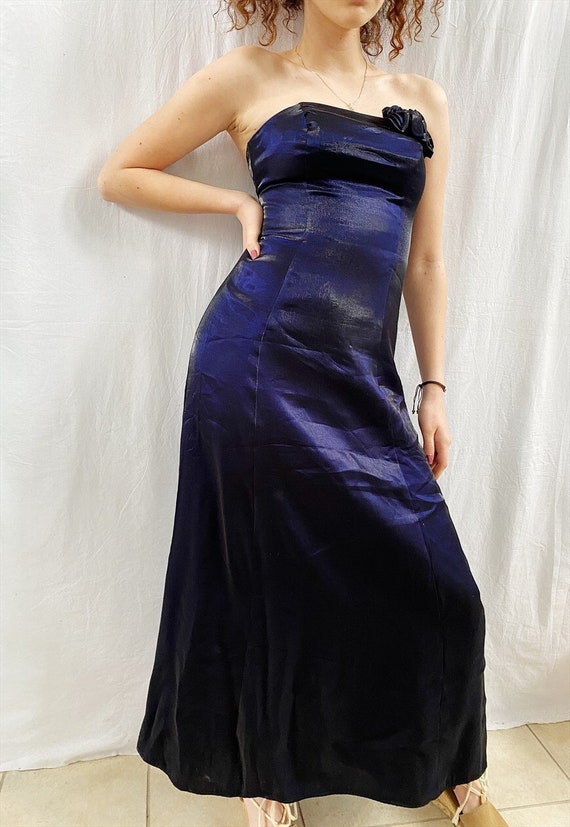 navy blue bandeau dress