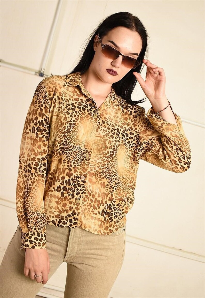 Vintage Y2K Paris chic shirt top with animal print