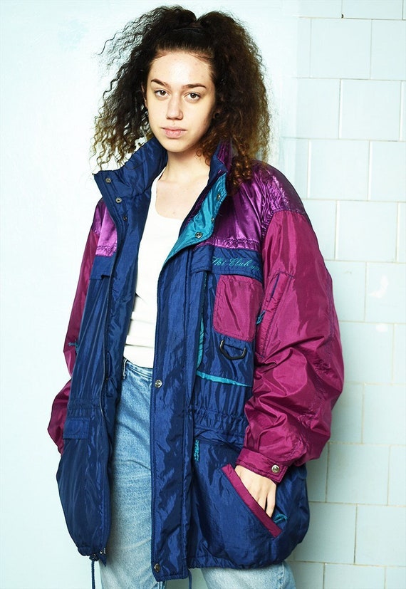 Vintage 80s puffer skiing coat shell parka jacket