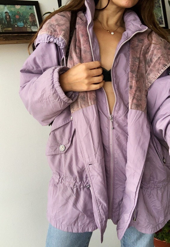 Vintage 80s Lilac mountain wear ski jacket coat pu