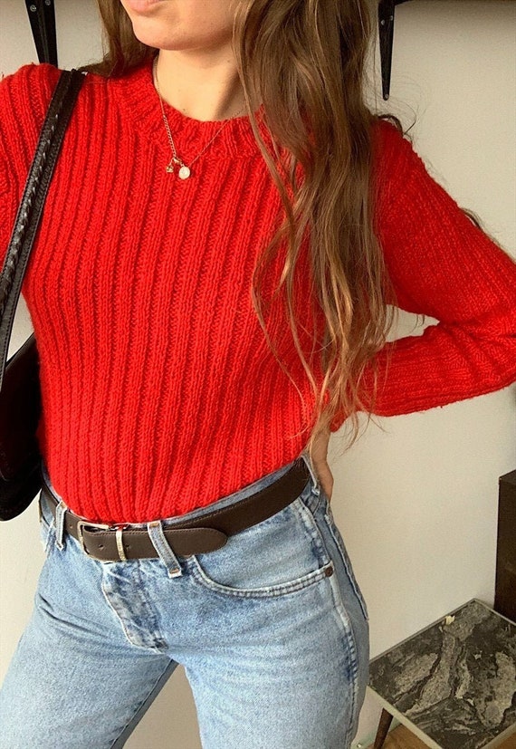 RARE Vintage 40s chunky ribbed knit Italian jumper