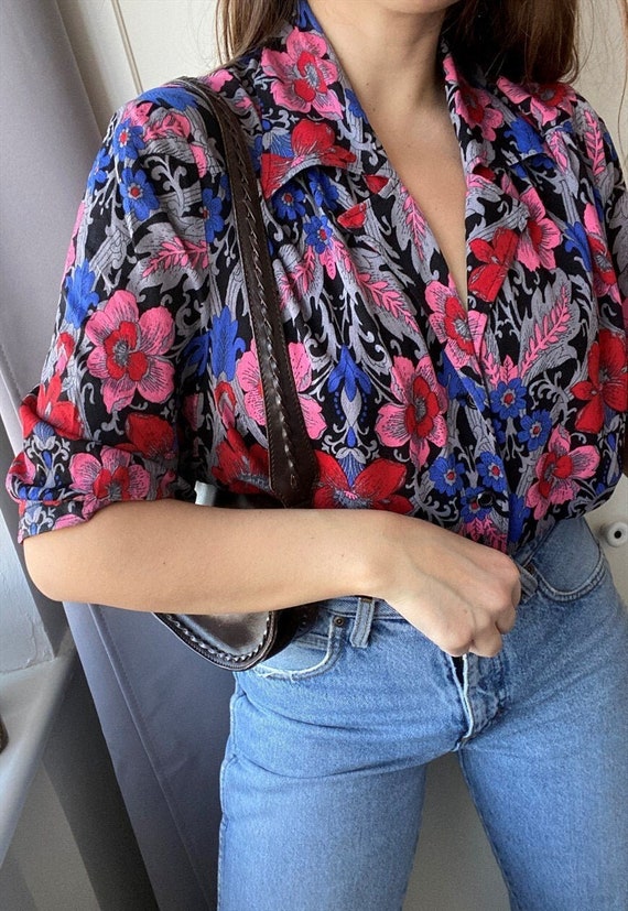 Vintage 30s LUISA SPAGNOLI Floral Boheme top blous