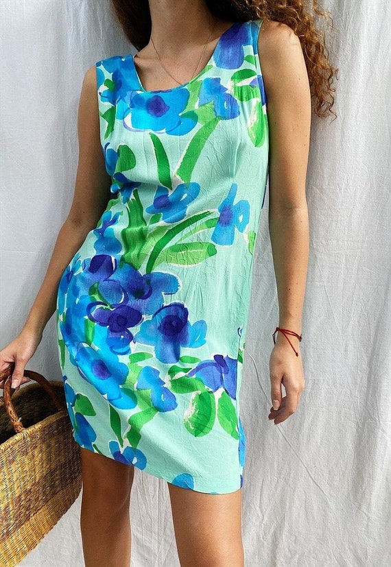 Vintage 80s Abstract floral print Parisian mini da