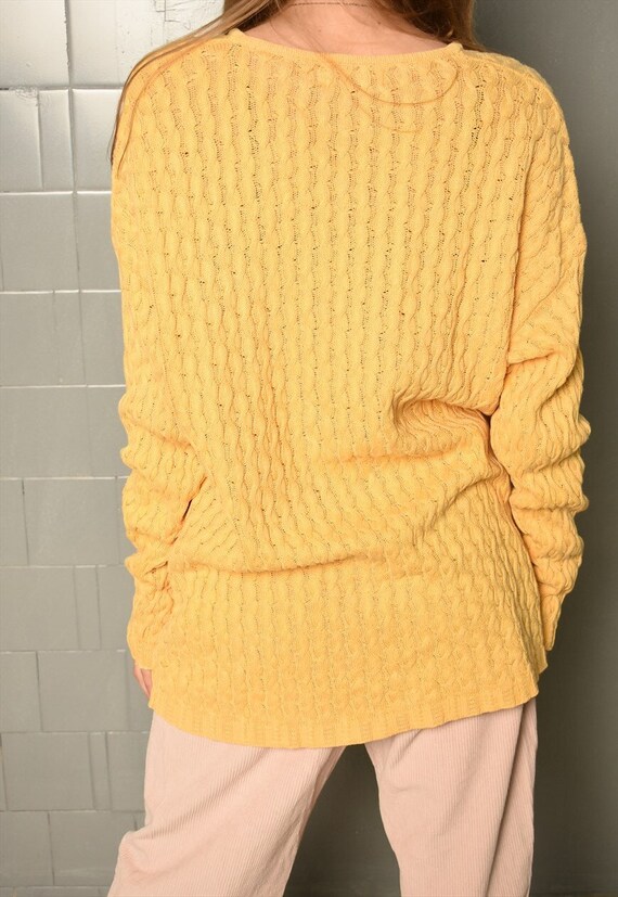 Vintage 80s Mustard yellow cable knit jumper pullover Gem
