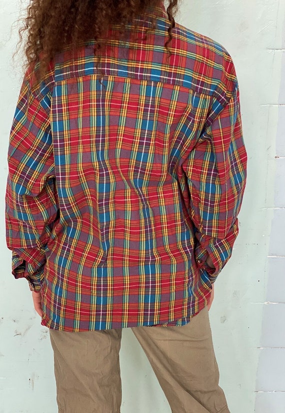 Vintage 90s Boyfriends checkered blouse shirt top - image 5
