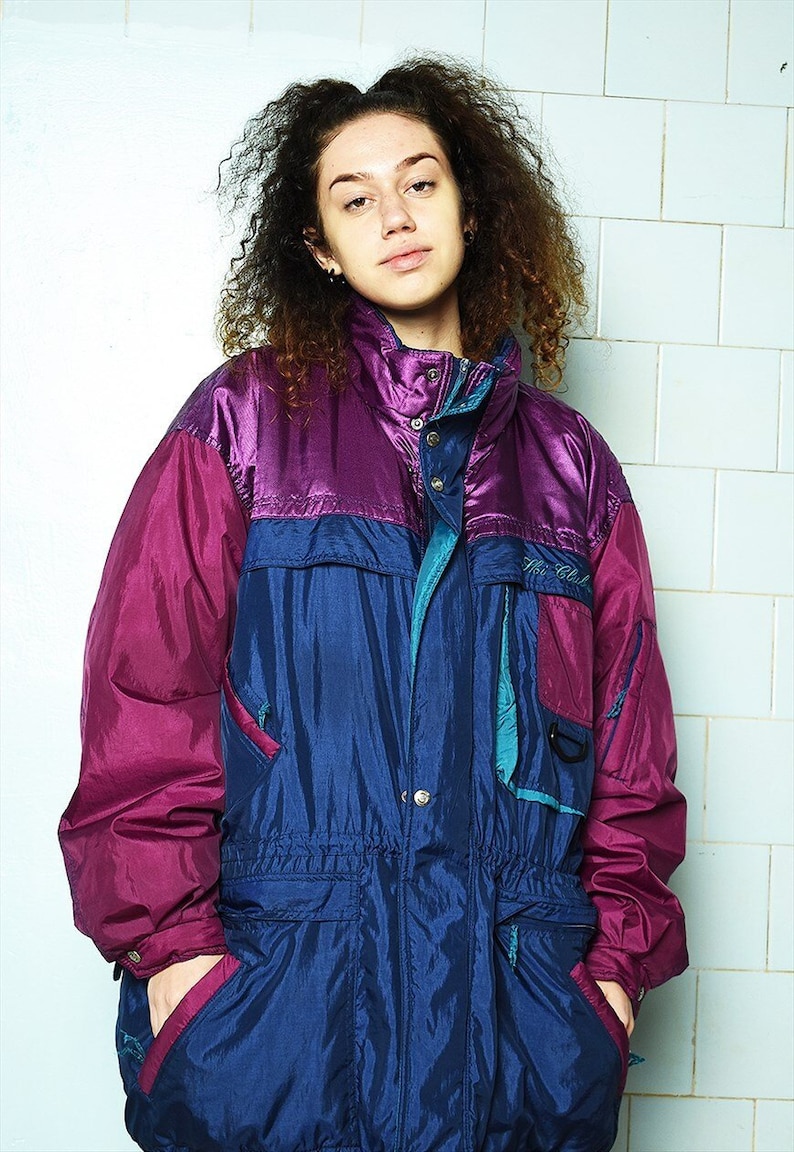 Vintage 80s puffer skiing coat shell parka jacket oversized
