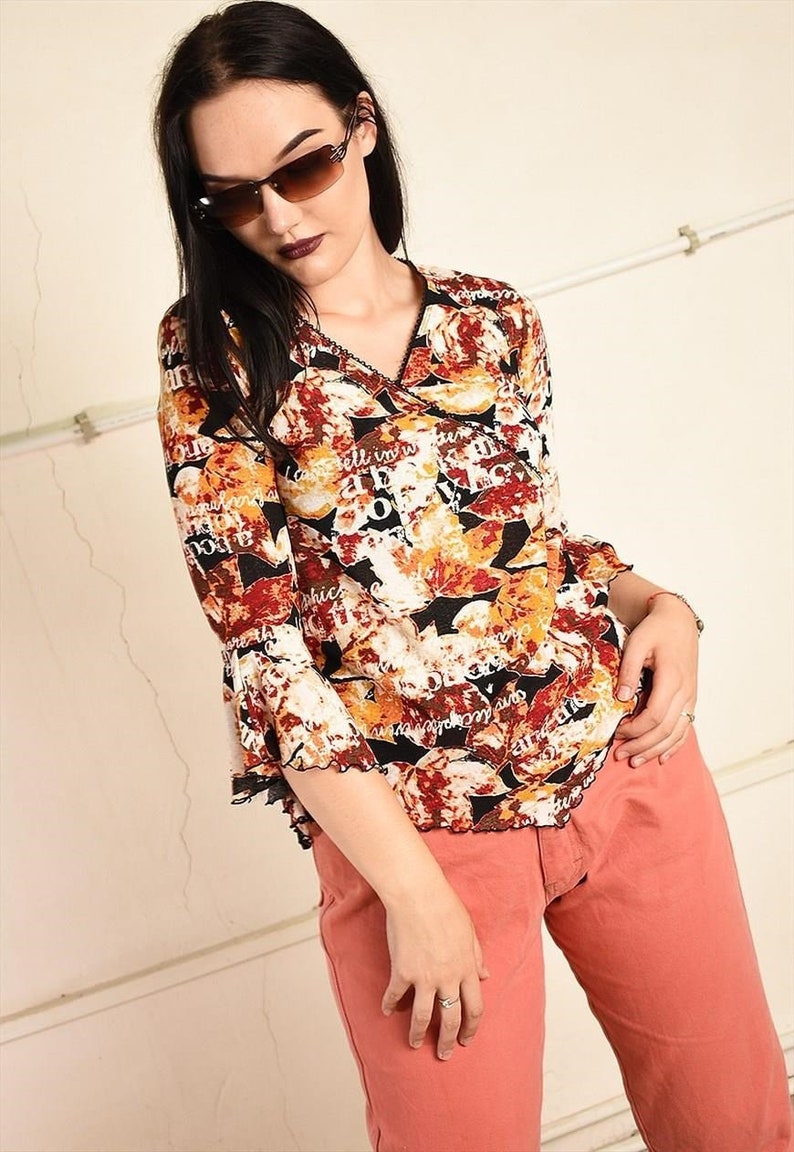 Vintage Y2K mesh Kitsch abstract print party teen top