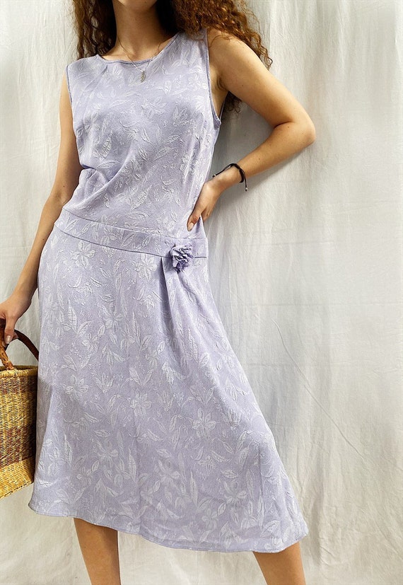 Vintage 90s ‘Apocalypse’ Sleeveless Floral Embroidered Midi Summer Dress M 14 16